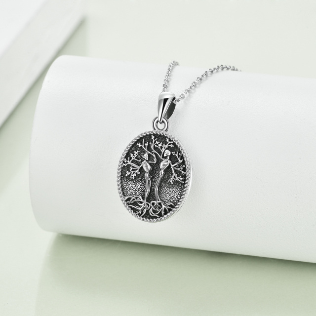 Sterling Silver Tree Of Life Skeleton Personalized Photo Locket Pendant Necklace-3