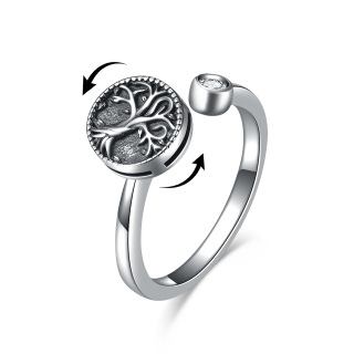 Sterling Silver Tree Of Life Spinner Ring-7