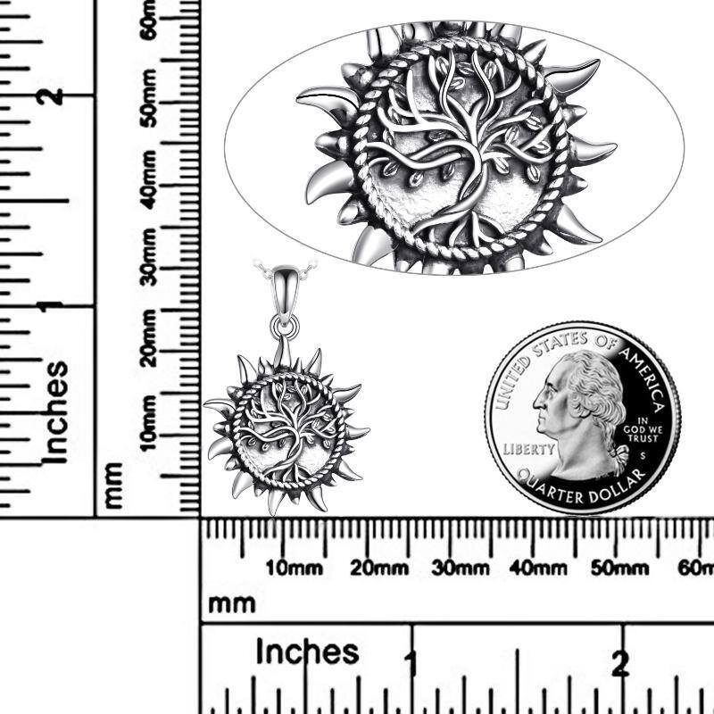 Sterling Silver Tree Of Life & Sun Urn Necklace for Ashes-3