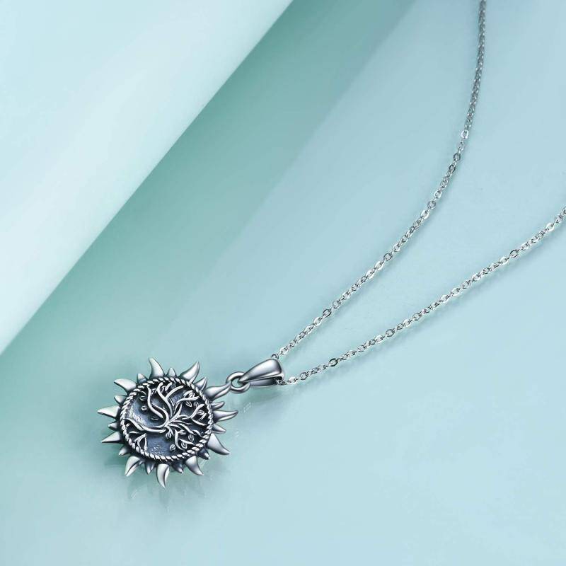 Sterling Silver Tree Of Life & Sun Urn Necklace for Ashes-5