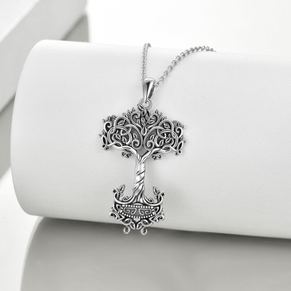 Sterling zilveren levensboom en hamer van Thor Hanger ketting-3