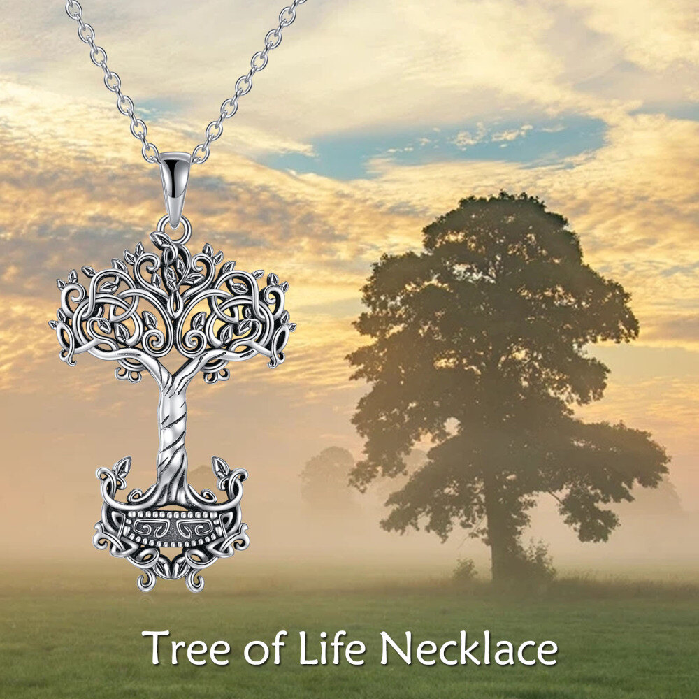 Sterling zilveren levensboom en hamer van Thor Hanger ketting-6