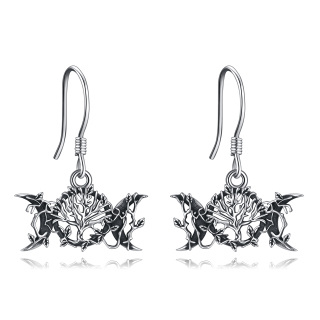 Sterling Silver Tree Of Life & Triple Moon Goddess Drop Earrings-33