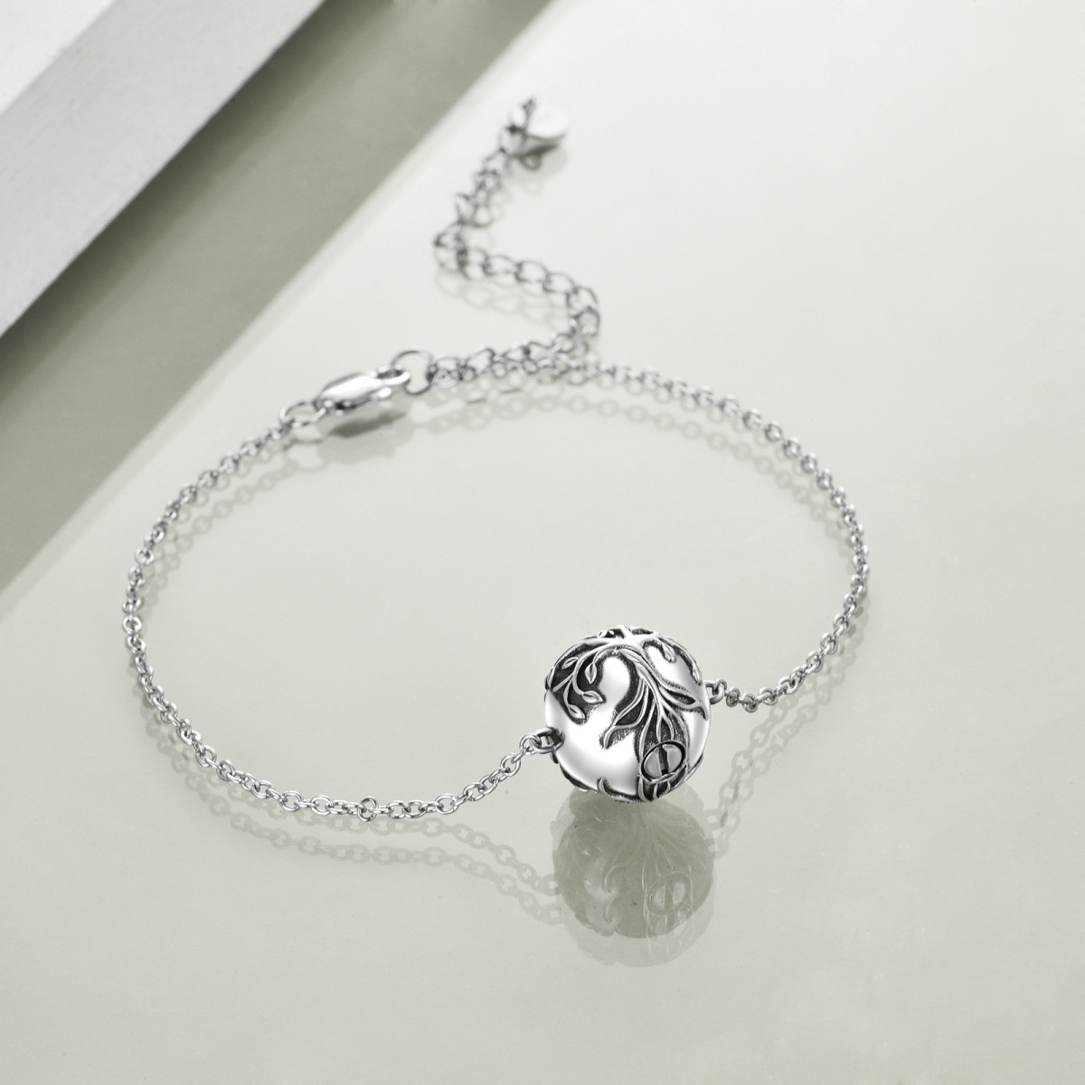 Sterling Silber Baum des Lebens Urne Armband für Asche-3