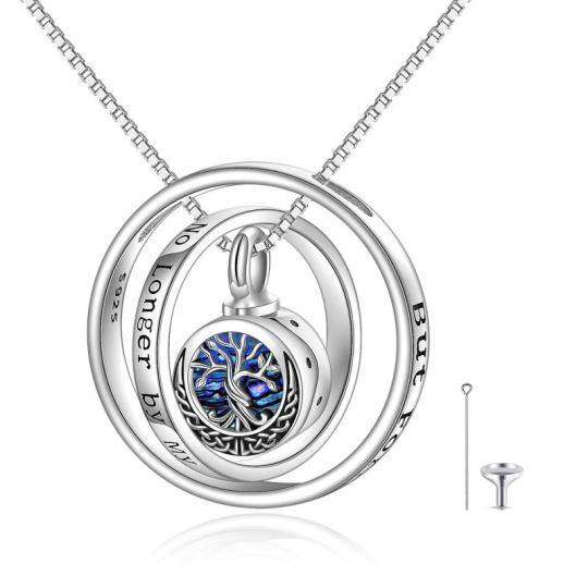 Collana con urna dell'albero della vita in argento sterling per le ceneri