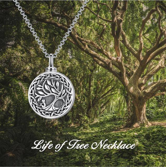 Sterling Silver Tree Of Life Urn Necklace for Ashes with Engraved Word-3