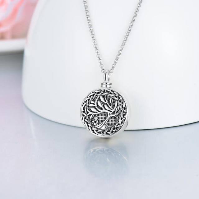 Sterling Silver Tree Of Life Urn Necklace for Ashes with Engraved Word-4