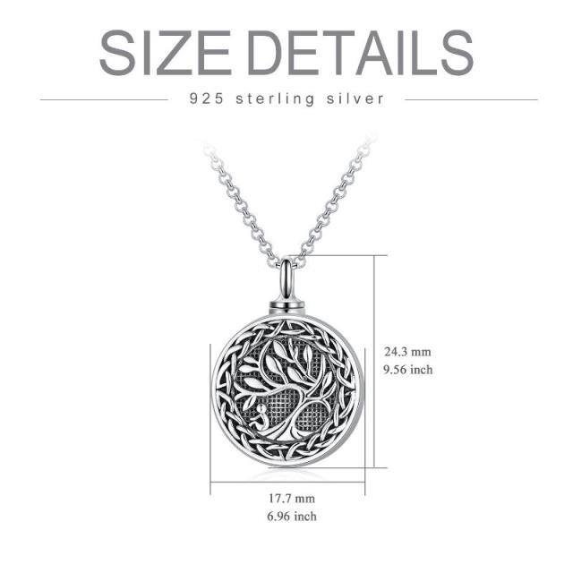 Sterling Silver Tree Of Life Urn Necklace for Ashes with Engraved Word-6