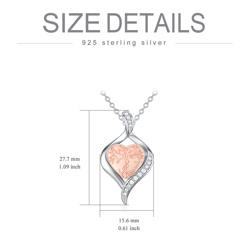 Sterling Silver Cubic Zirconia Tree Of Life Urn Necklace for Ashes-5