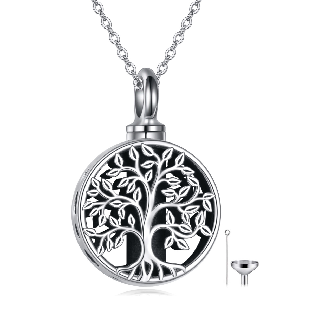 Sterling Silver Tree Of Life Urn Necklace for Ashes-1