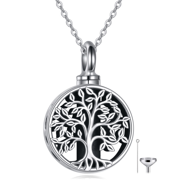 Collana con urna dell'albero della vita in argento sterling per le ceneri-1