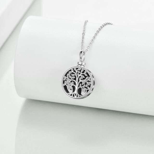 Collana con urna dell'albero della vita in argento sterling per le ceneri-3