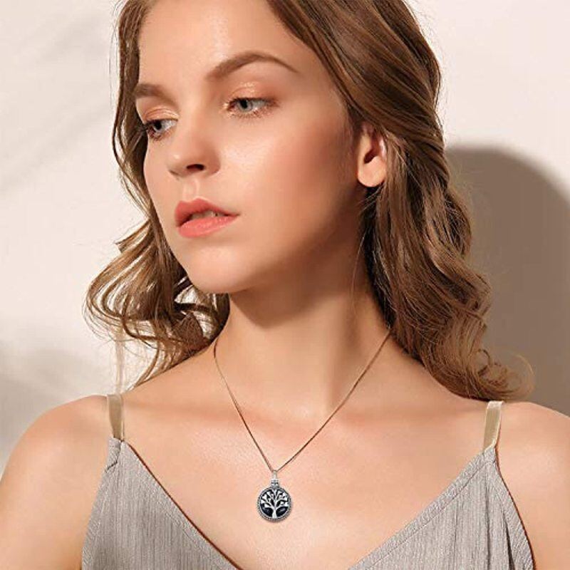 قلادة من الفضة الإسترلينية على شكل شجرة الحياة لحفظ الرماد مع كلمة محفورة-3