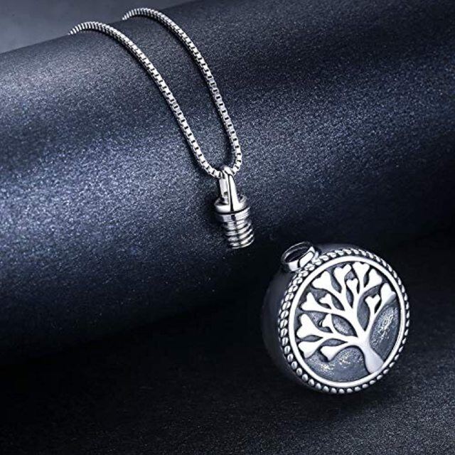 Collana con urna per ceneri in argento 925 con parola incisa-5