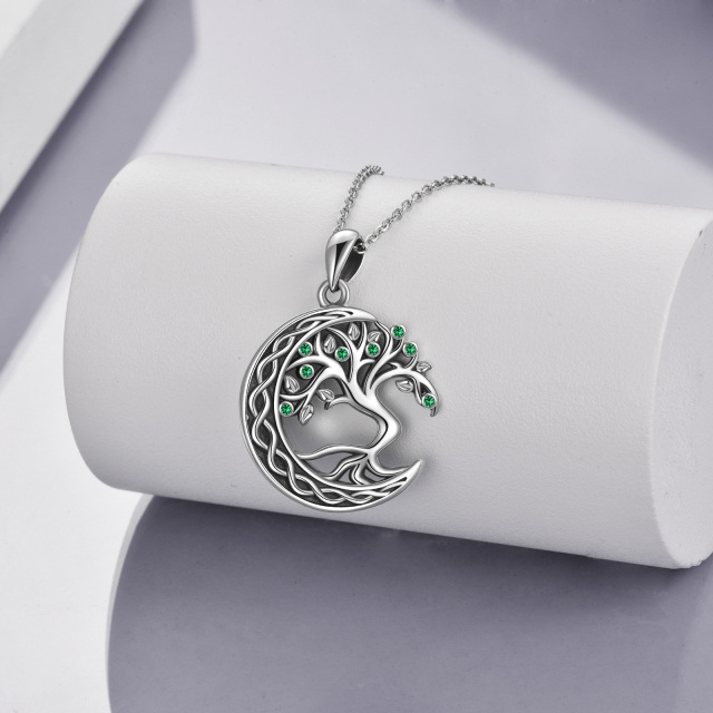 Collana con urna dell'albero della vita in argento sterling con zirconi cubici per ceneri-3