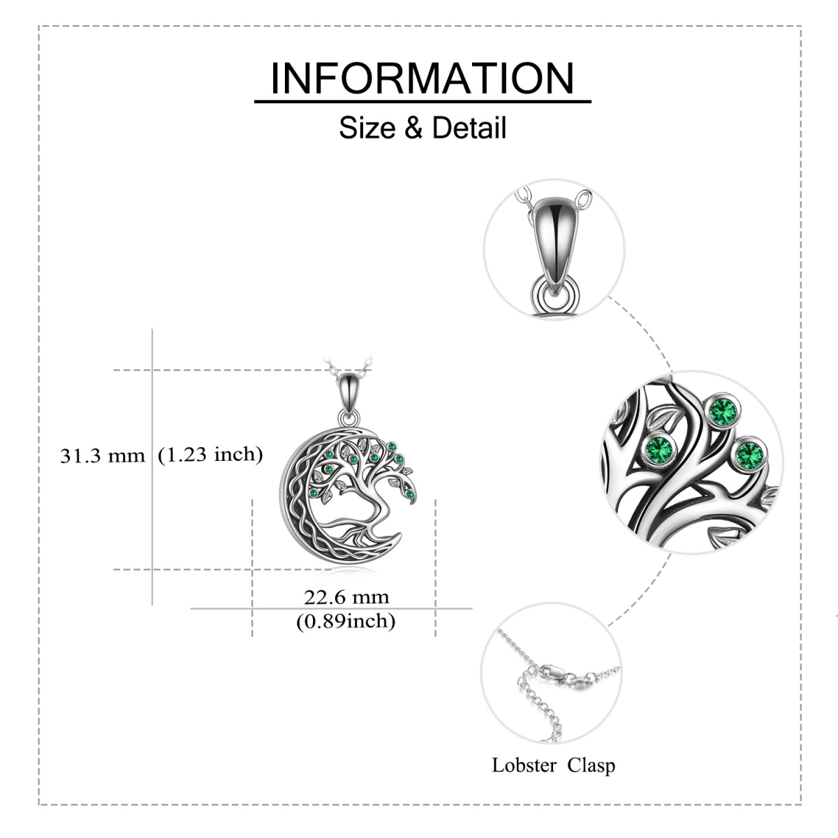 Sterling Silver Cubic Zirconia Tree Of Life Urn Necklace for Ashes-5