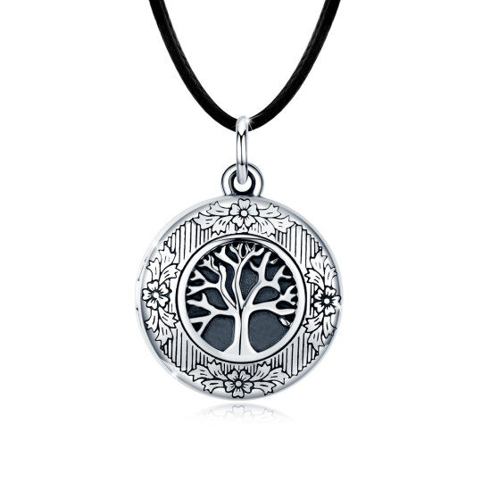 Plata de Ley Árbol de la Vida Vintage Oxidado Personalizado Foto Locket Collar