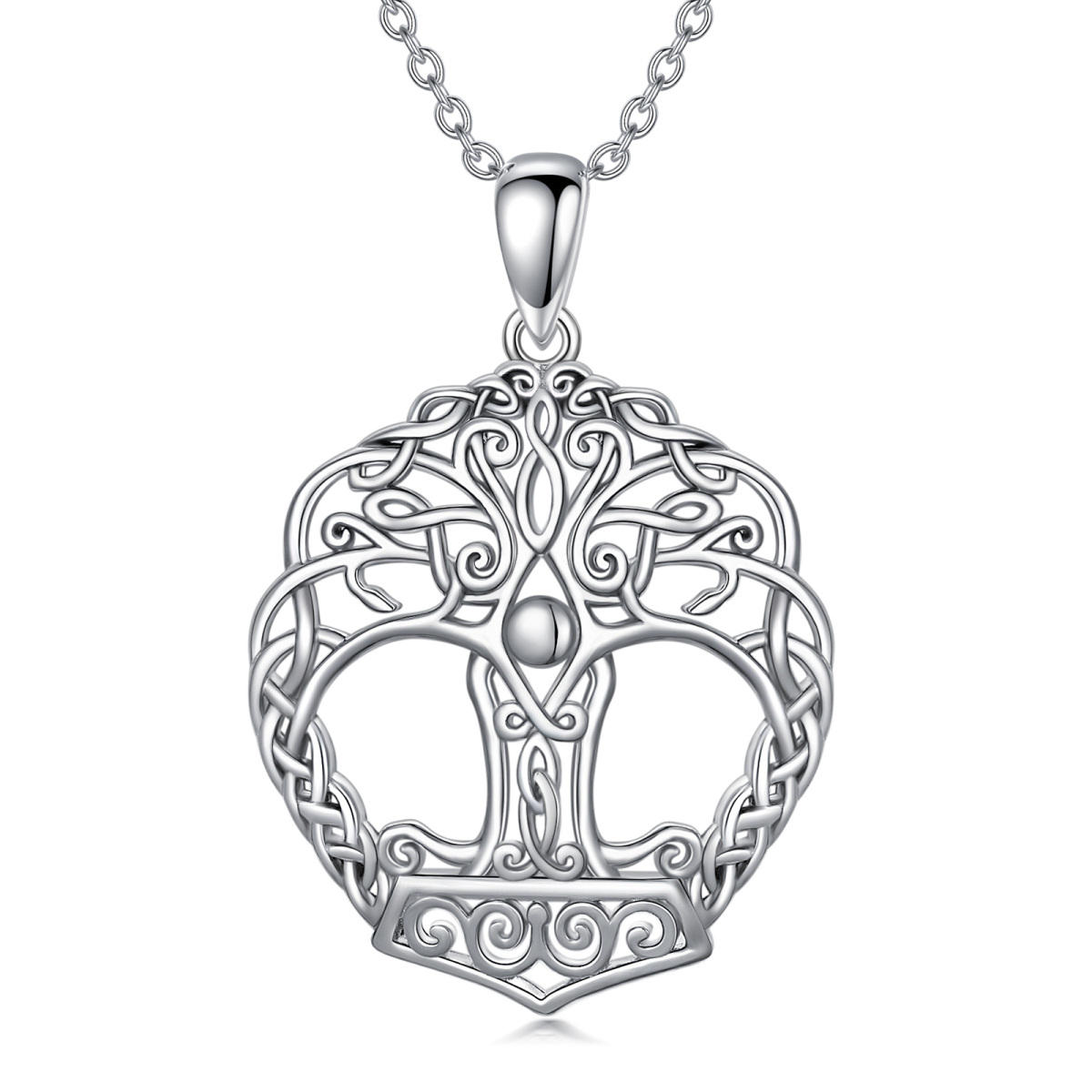 Collier en argent sterling avec pendentif arbre de vie Yggdrasil-1