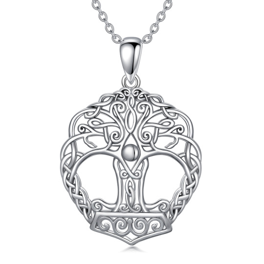 Collana con ciondolo a forma di albero della vita Yggdrasil in argento sterling