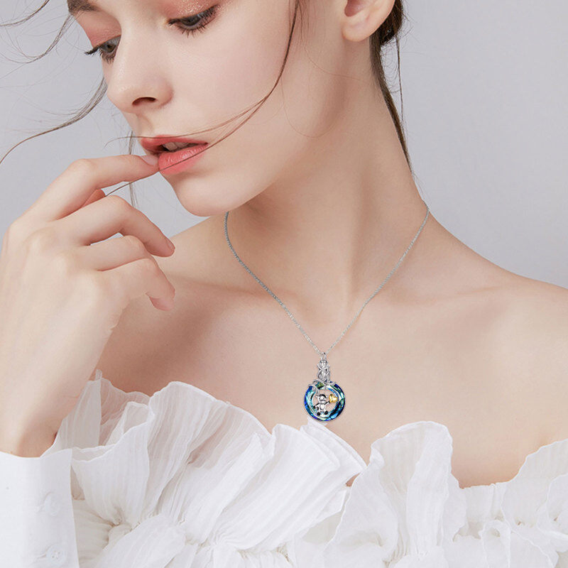 Colar de prata esterlina com três tons de cristal em forma circular de vaca e urna em form-2