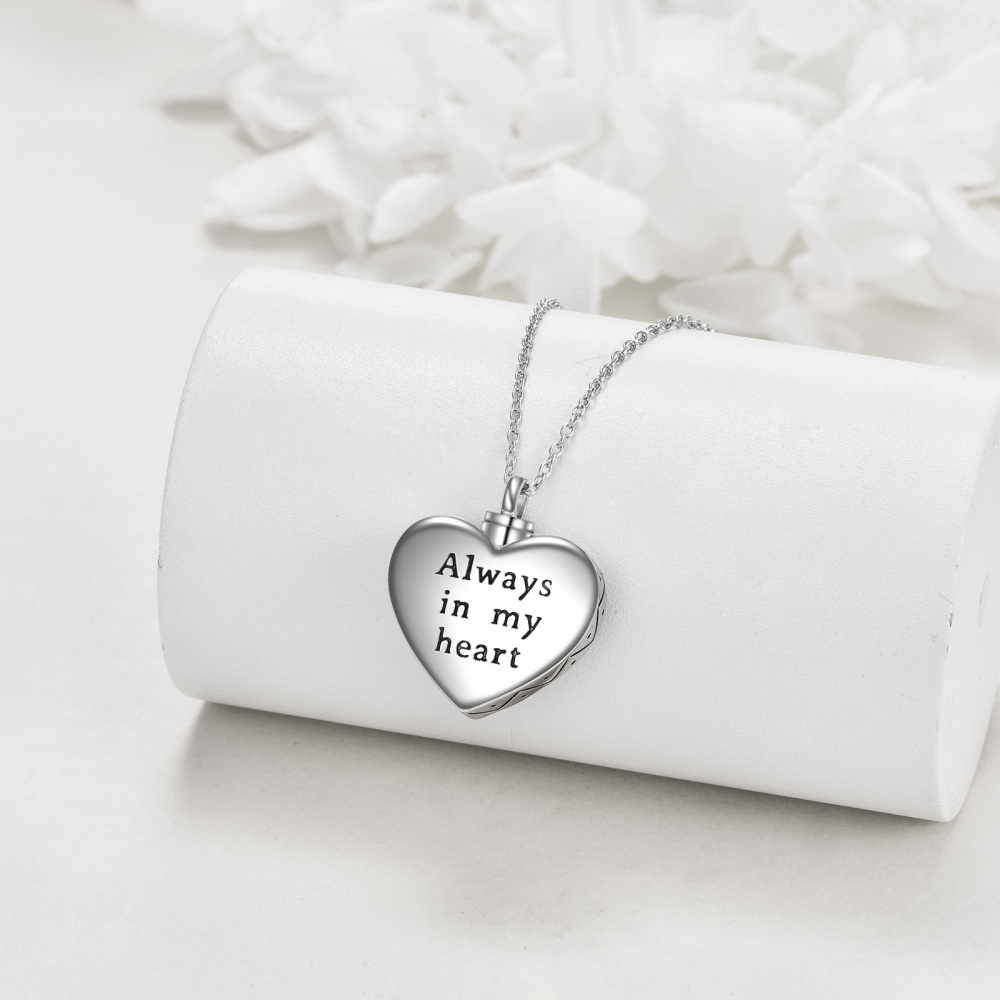 Sterling Silver Two-Tone Heart & Dog With Footprintsurn Necklace For Ashes-4