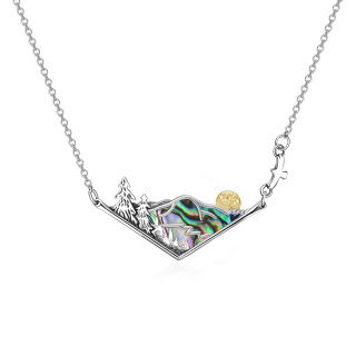 Sterling Silver Tri-tone Mountains Pendant Necklace-40