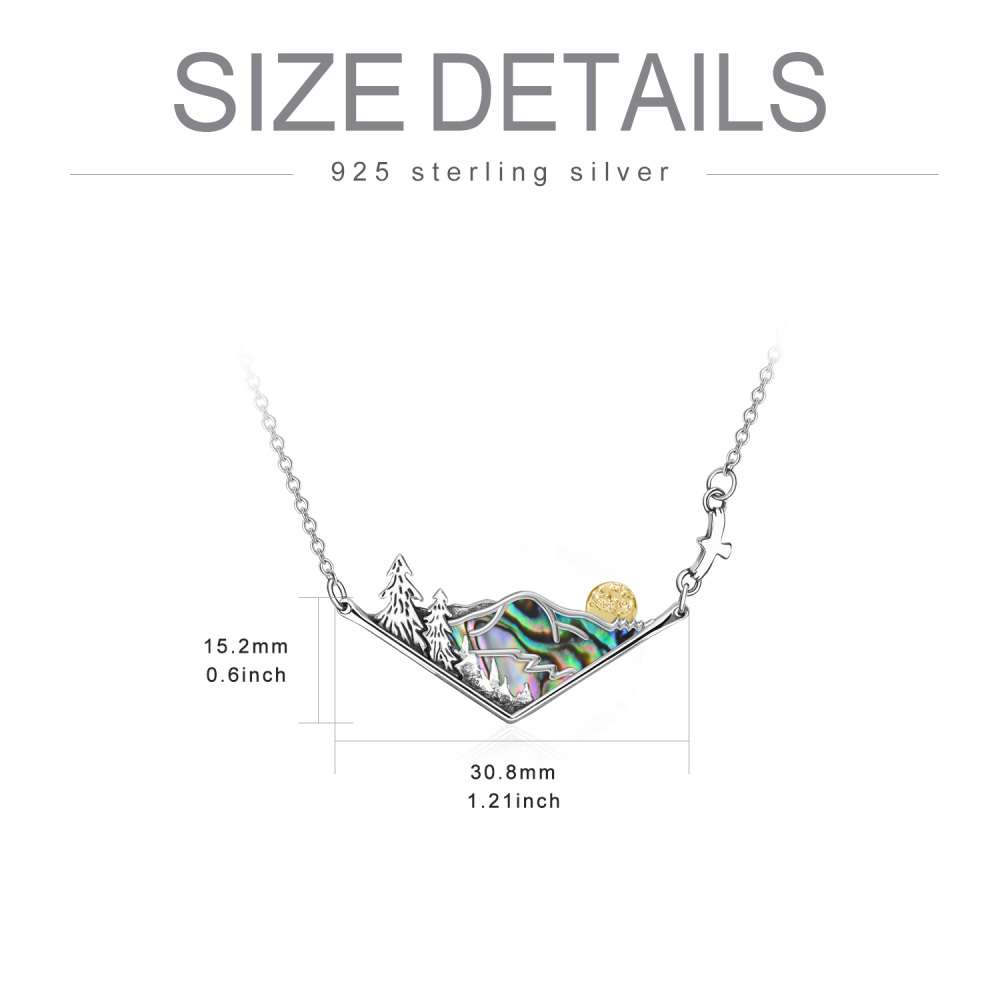 Sterling Silver Tri-tone Mountains Pendant Necklace-5