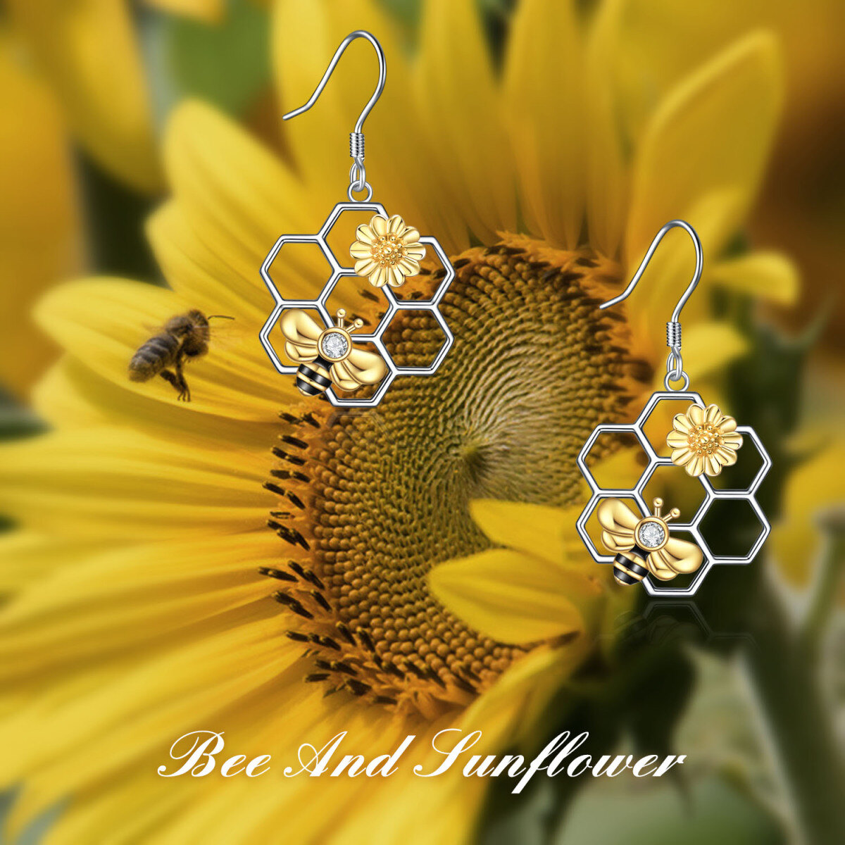 Pendants d'oreilles en argent sterling avec tournesol en zircon cubique rond tricolore-5