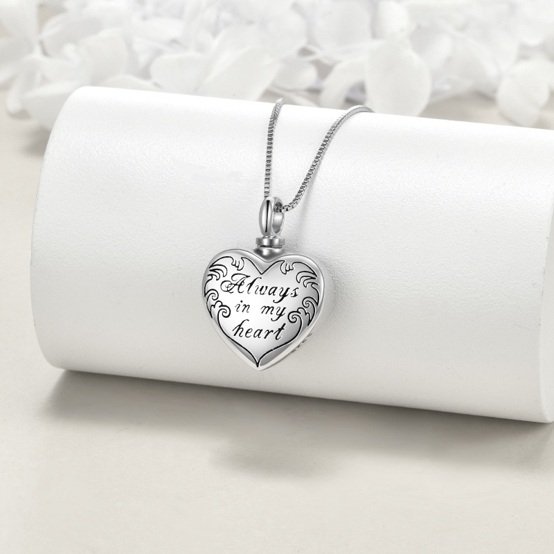 Collana con ornamento per le ceneri in argento sterling con girasole e cuore in zirconi rotondi-4