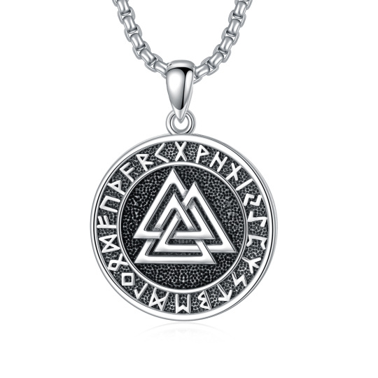 Collier en argent sterling avec pendentif triangle et rune viking pour hommes