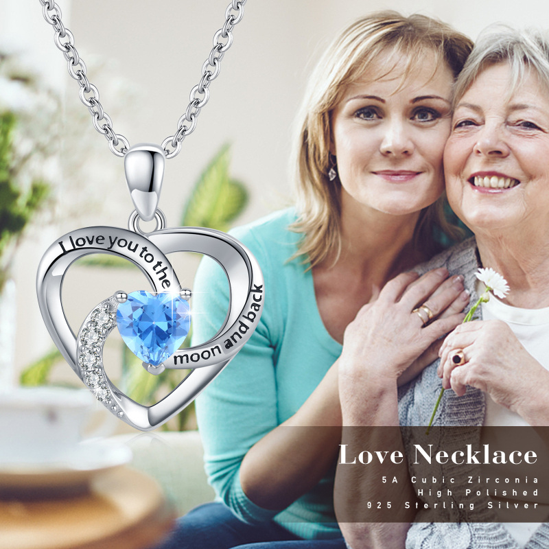 قلادة على شكل قلب من الفضة الإسترلينية مرصعة بالزركونيا المكعبة مع كلمة محفورة-4