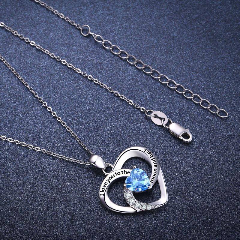 قلادة على شكل قلب من الفضة الإسترلينية مرصعة بالزركونيا المكعبة مع كلمة محفورة-5