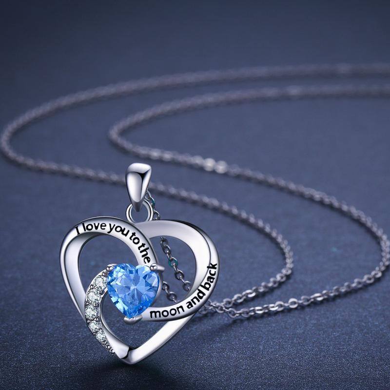 قلادة على شكل قلب من الفضة الإسترلينية مرصعة بالزركونيا المكعبة مع كلمة محفورة-6