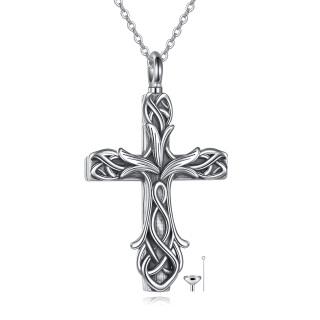 Sterling Silver Tulip & Cross Urn Necklace for Ashes-24