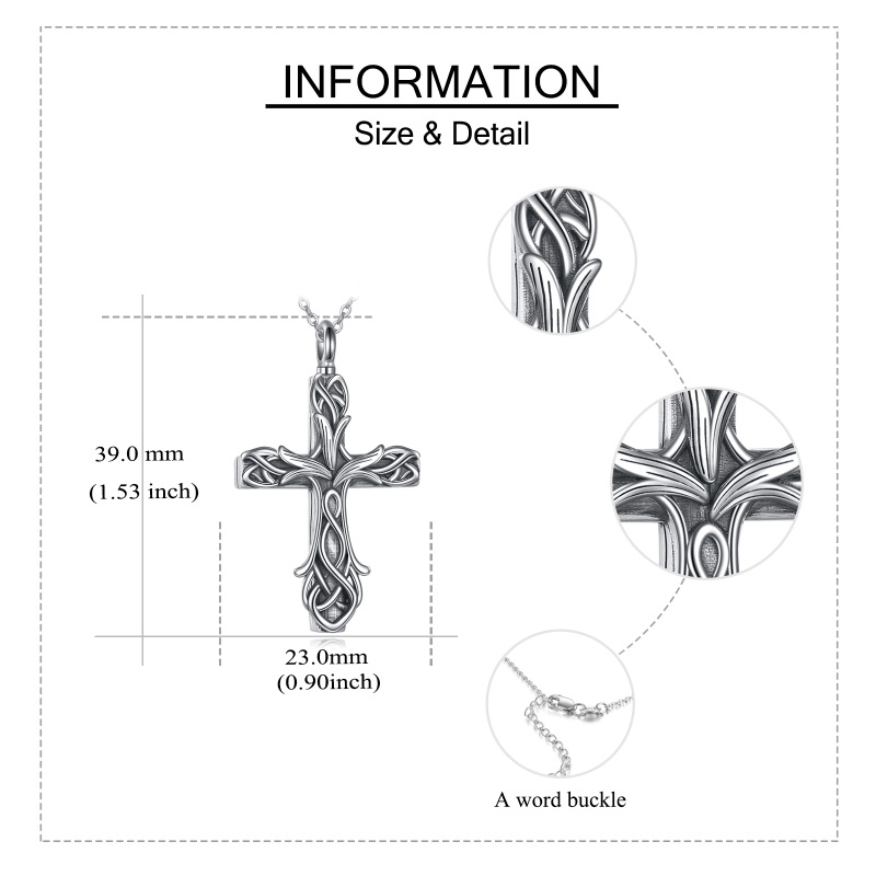 Colares de urna para cinzas, prata esterlina, cruz, joias de cremação para cinzas, joias de memória-5