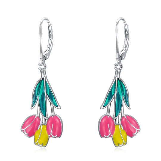 Boucles d'oreilles Tulipe à levier en argent sterling