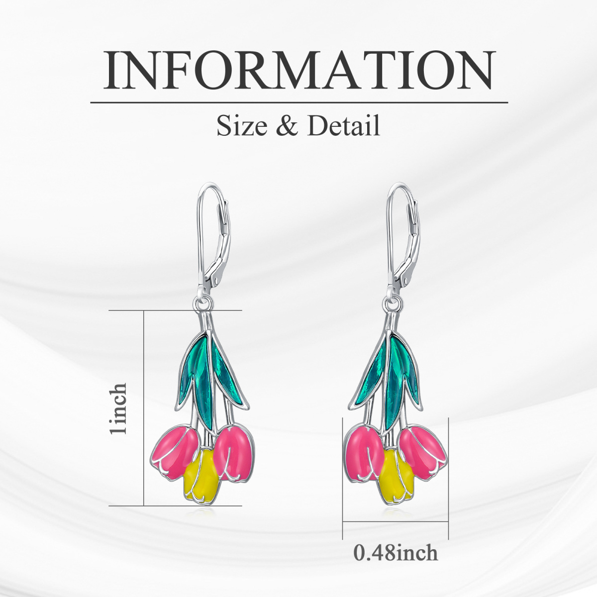 Boucles d'oreilles Tulipe à levier en argent sterling-4