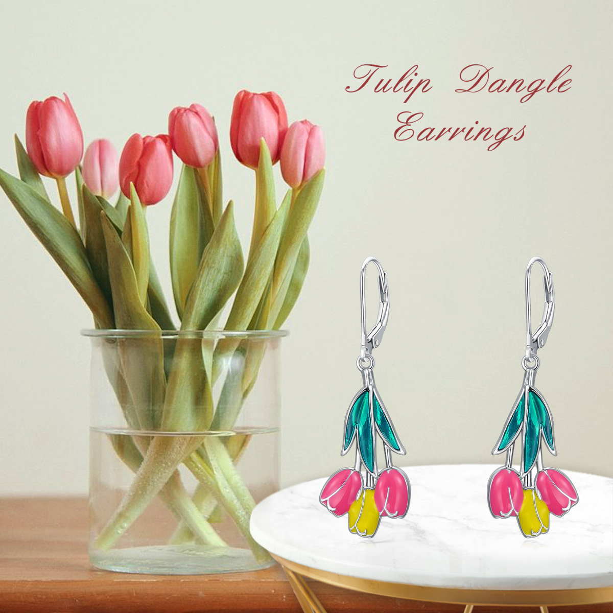 Boucles d'oreilles Tulipe à levier en argent sterling-5