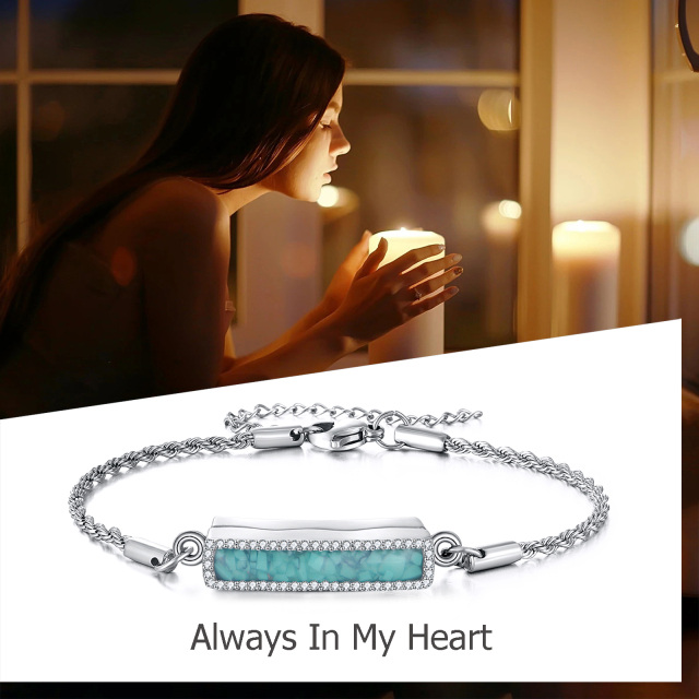 Sterling zilveren turquoise staaf armband voor as met gegraveerd woord-6