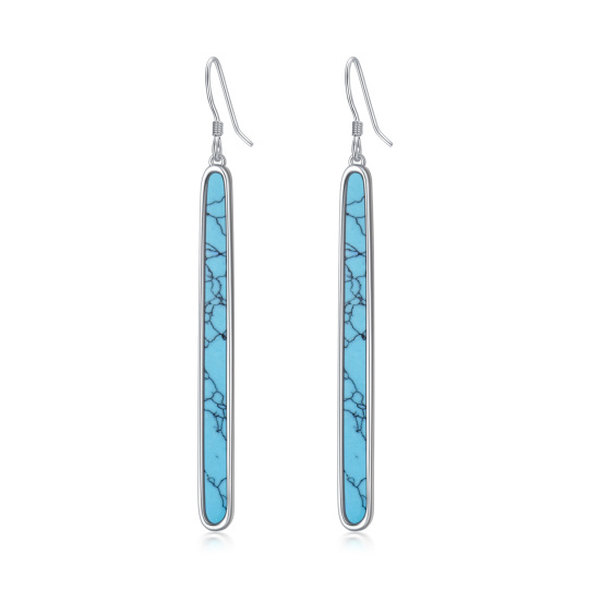 Sterling Silver Turquoise Bar Drop Earrings