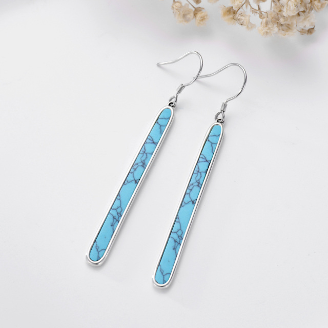 Pendants d'oreilles en argent sterling avec barre de turquoise-3