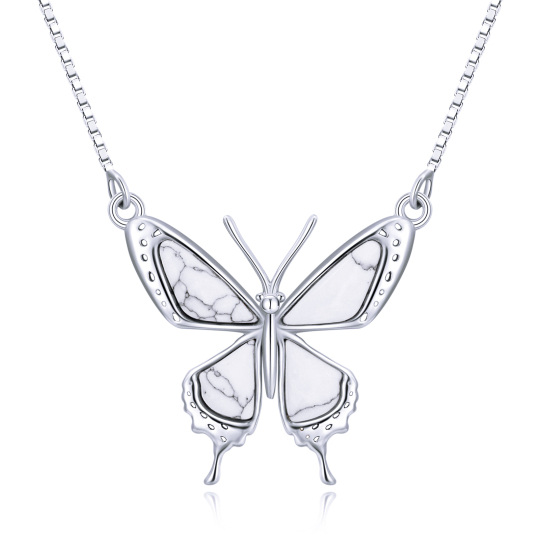 Collana con ciondolo a forma di farfalla in argento sterling e turchese