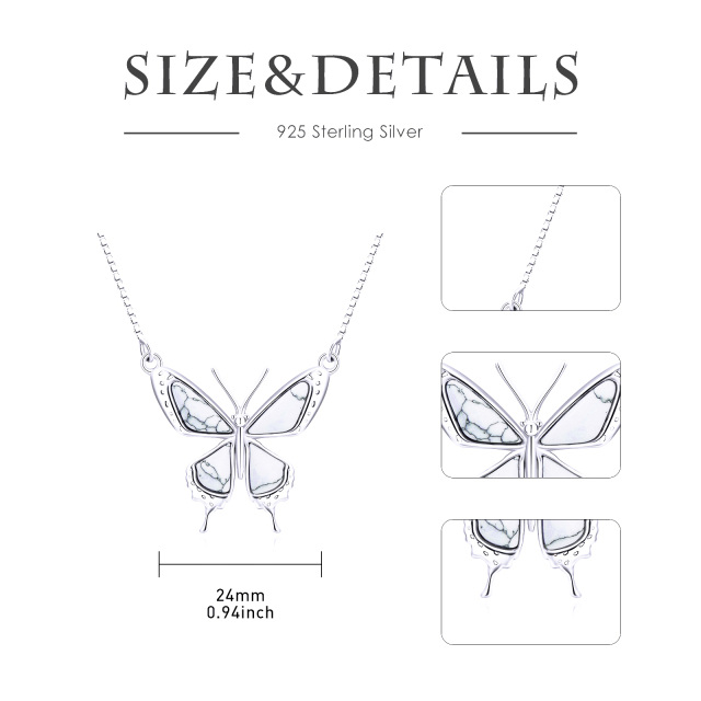 Sterling Silber Türkis Schmetterling Anhänger Halskette-4