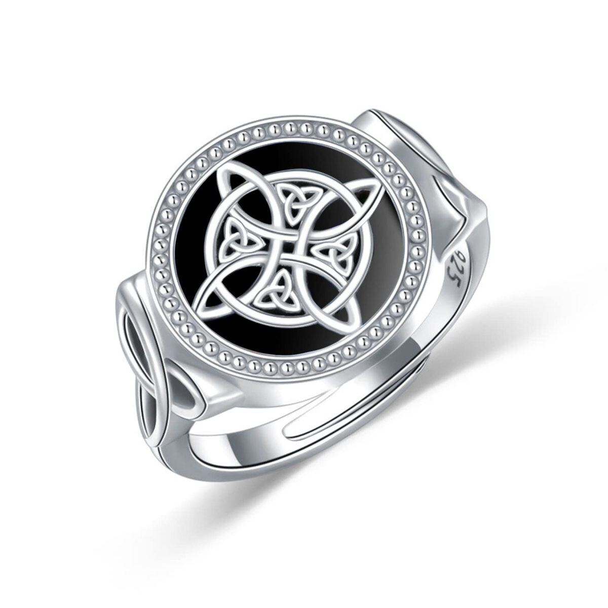 Bague en argent sterling avec nœud celtique et nœud de sorcière pour femme-1