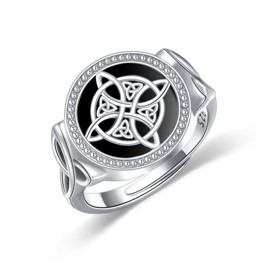 Bague en argent sterling avec nœud celtique et nœud de sorcière en turquoise