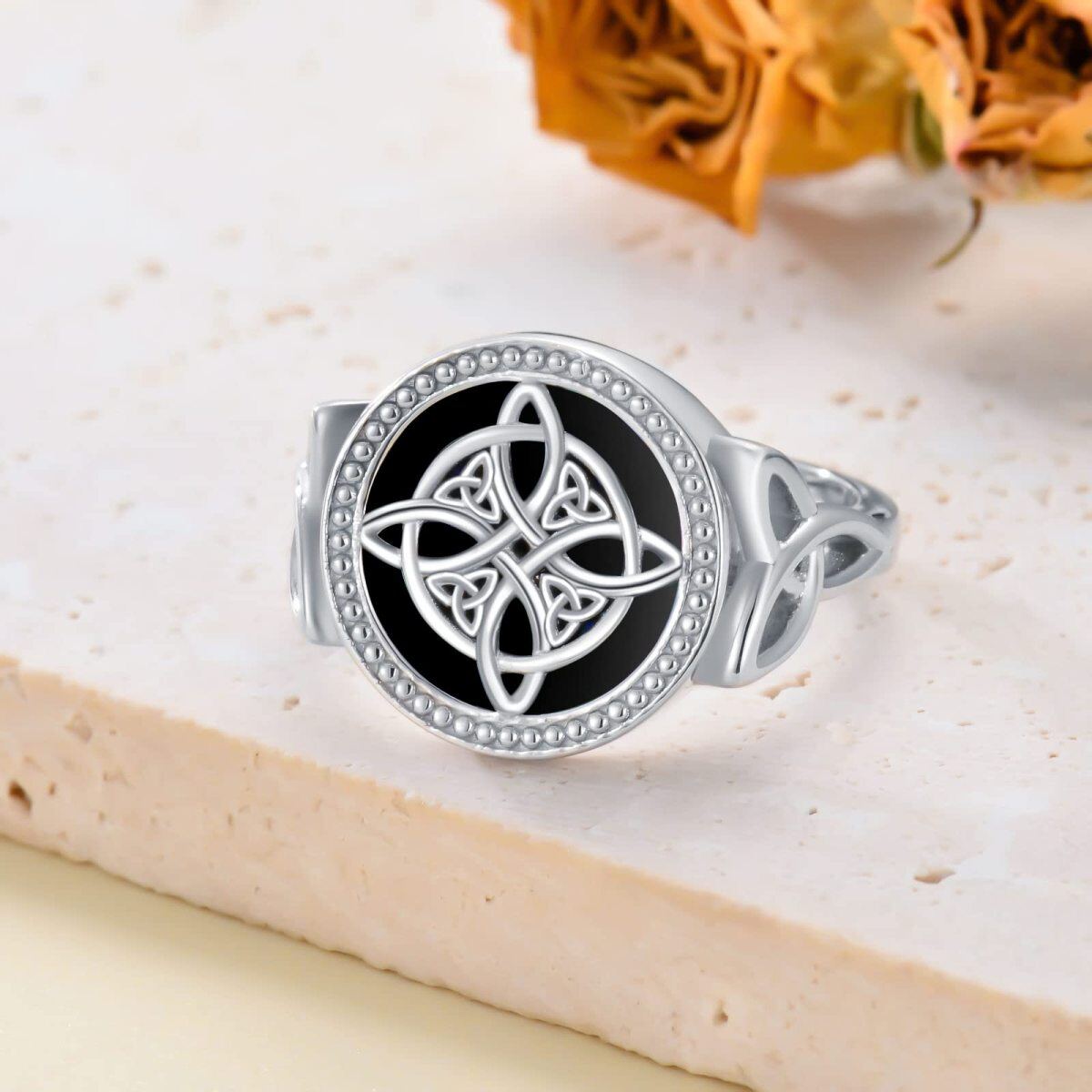 Bague en argent sterling avec nœud celtique et nœud de sorcière pour femme-3