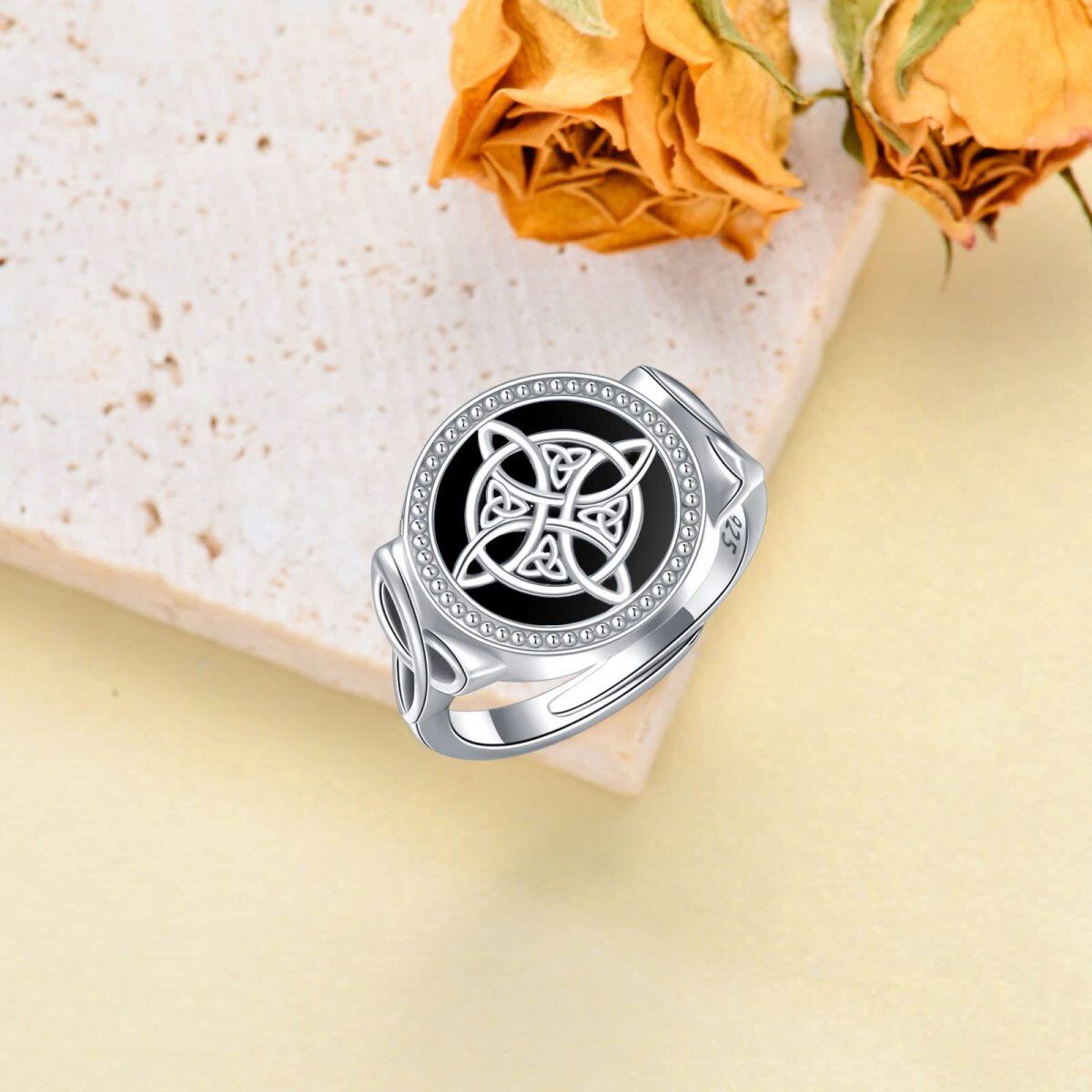 Bague en argent sterling avec nœud celtique et nœud de sorcière pour femme-4