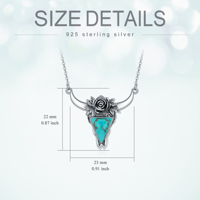 Collier en argent sterling avec pendentif vache turquoise-6