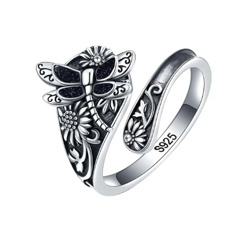 Bague libellule turquoise en argent sterling-2