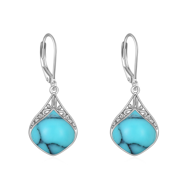 Pendants d'oreilles en argent sterling avec turquoise -1